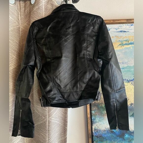 Love tree black women's biker jacket - Picture 2 of 12